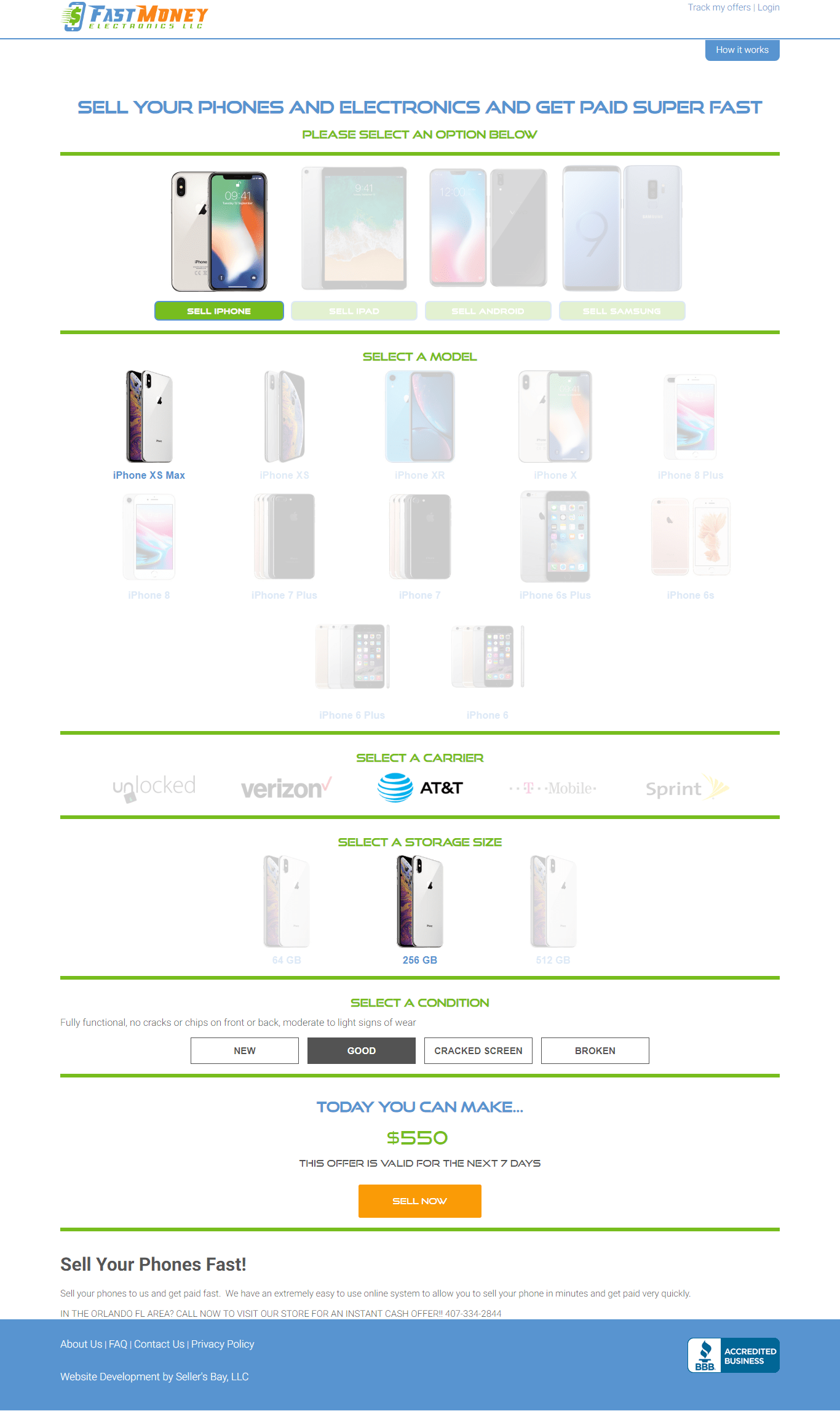 Sell Me Phones website portfolio screenshot