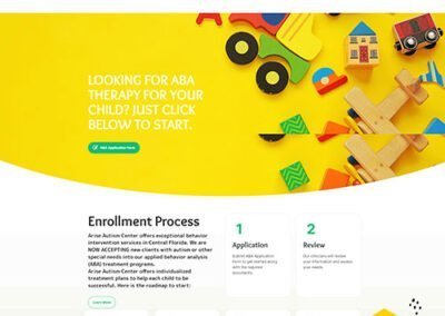 Website for Arise Autism in Lake Mary, Florida.