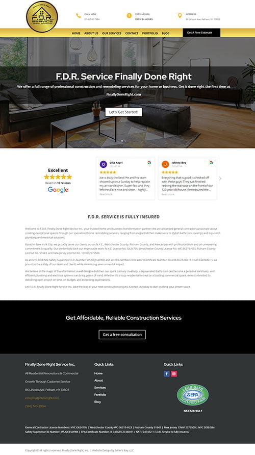 Finally Done Right website portfolio screenshot