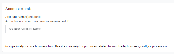 Google Analytics 4 Account Details box.