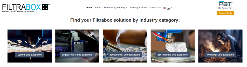Home page section from filtrabox.com