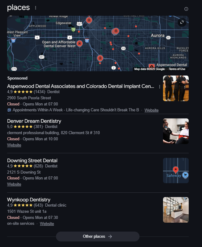 Google Business Map Pack Example